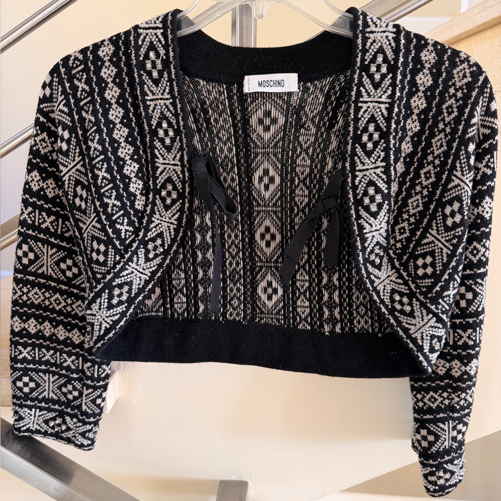 Vintage Moschino Geometric Black And White Women's Shrug